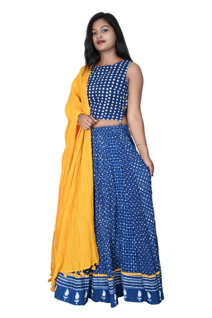 HAND BLOCK INDIGO SKIRT