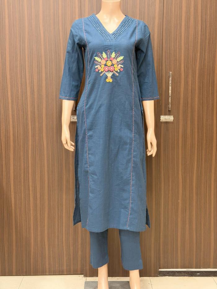 DARK RAMA BLUE KURTI PANT DUPPATA SET