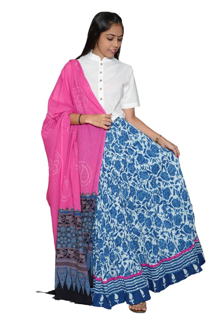 COTTON BANDHEJ AJRAKH PRINTED DUPPATA