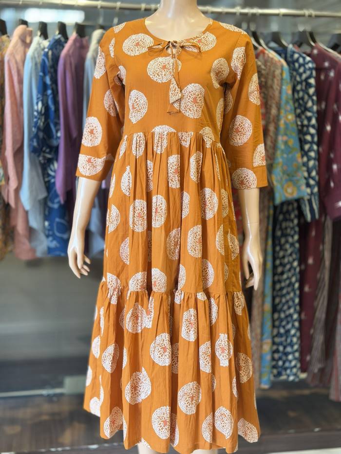 MUSTARD COTTON LAYERED FROCK